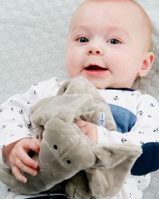 Set cadou bebelusi: elefant plus+suzeta+cutie protectie