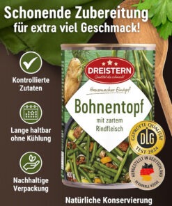 Vedere alternativă la Tocana de fasole verde cu carne de vita Dreistern 400g