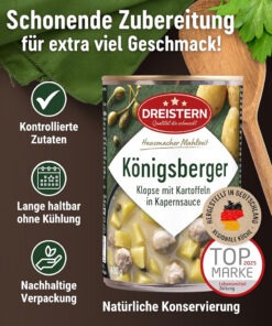 Vedere alternativă la Supa deasa cu cartofi, galuste de carne si capere Dreistern 400 ml