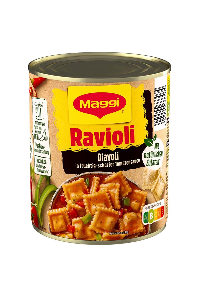 Ravioli Diavoli, cu umplutura de carne, in sos de rosii picant Maggi 800 g
