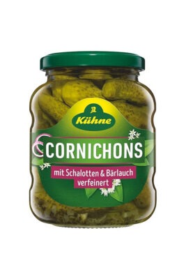 Castraveti condimentati cu usturoi salbatic si salota 370 ml Kuhne