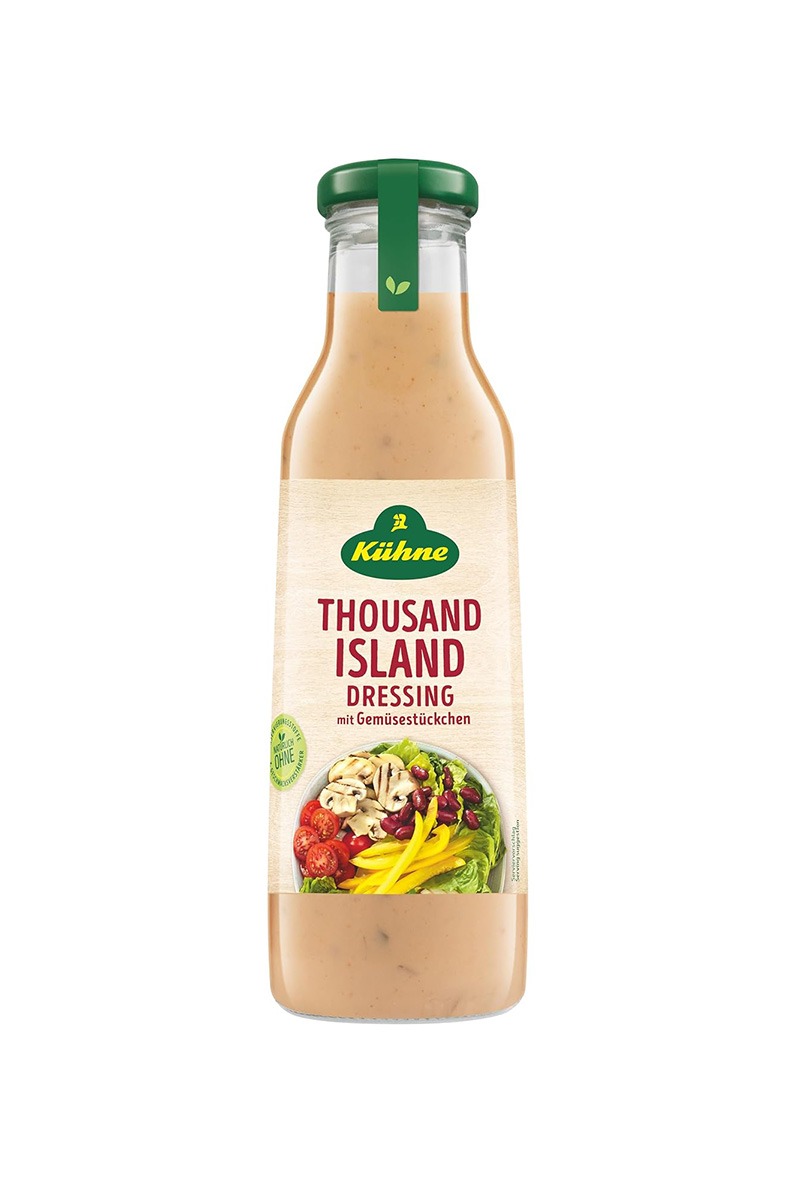 Vinaigrette Thousand Islands épicée et crémeuse Kuhne avec morceaux de légumes Kuhne 500ml