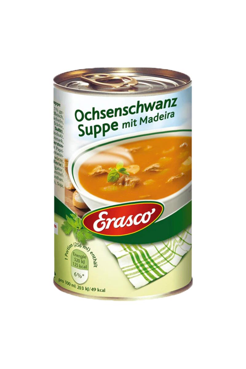 Erasco Soupe de queue de bœuf au vin de Madère 385 ml, importé d'Allemagne