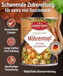 Vedere alternativă la Dreistern tocanita de morcovi cu chiftelute de porc, 800 g import Germania