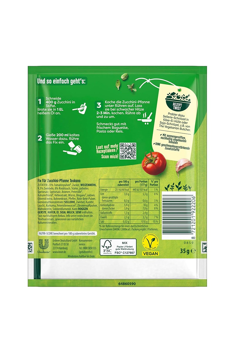 Knorr Fix Condimente baza pentru dovlecei Toscana, 3 Portii, 35g – Bild 3