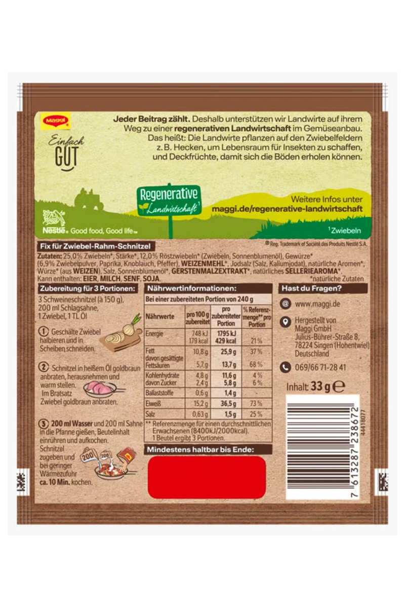 Maggi Fix pentru snitel cu crema de ceapa 33g - Afbeelding 2