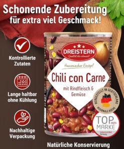 Vedere alternativă la Dreistern Chili con Carne cu vita 400 g