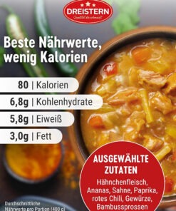 Vedere alternativă la Dreistern Pui cu legume si curry 400g