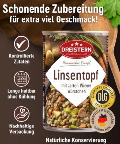 Vedere alternativă la Dreistern Mancare de linte cu crenvursti vienezi 400 g