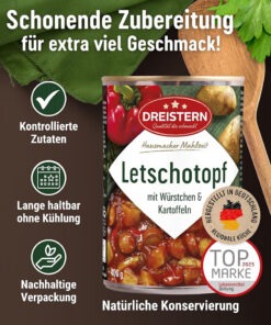 Vedere alternativă la Dreistern Letschotopf, ghiveci de legume cu carnaciori 400g