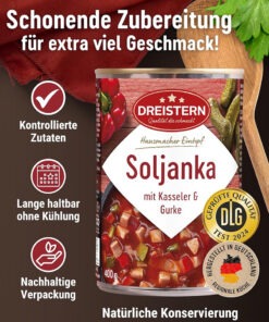 Vedere alternativă la Dreistern Soljanka ciorba traditionala cu cotlet de porc afumat si castraveti murati 400 g