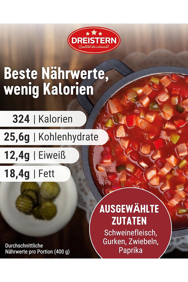 Dreistern Soljanka ciorba traditionala cu cotlet de porc afumat si castraveti murati 400 g - imagine 3