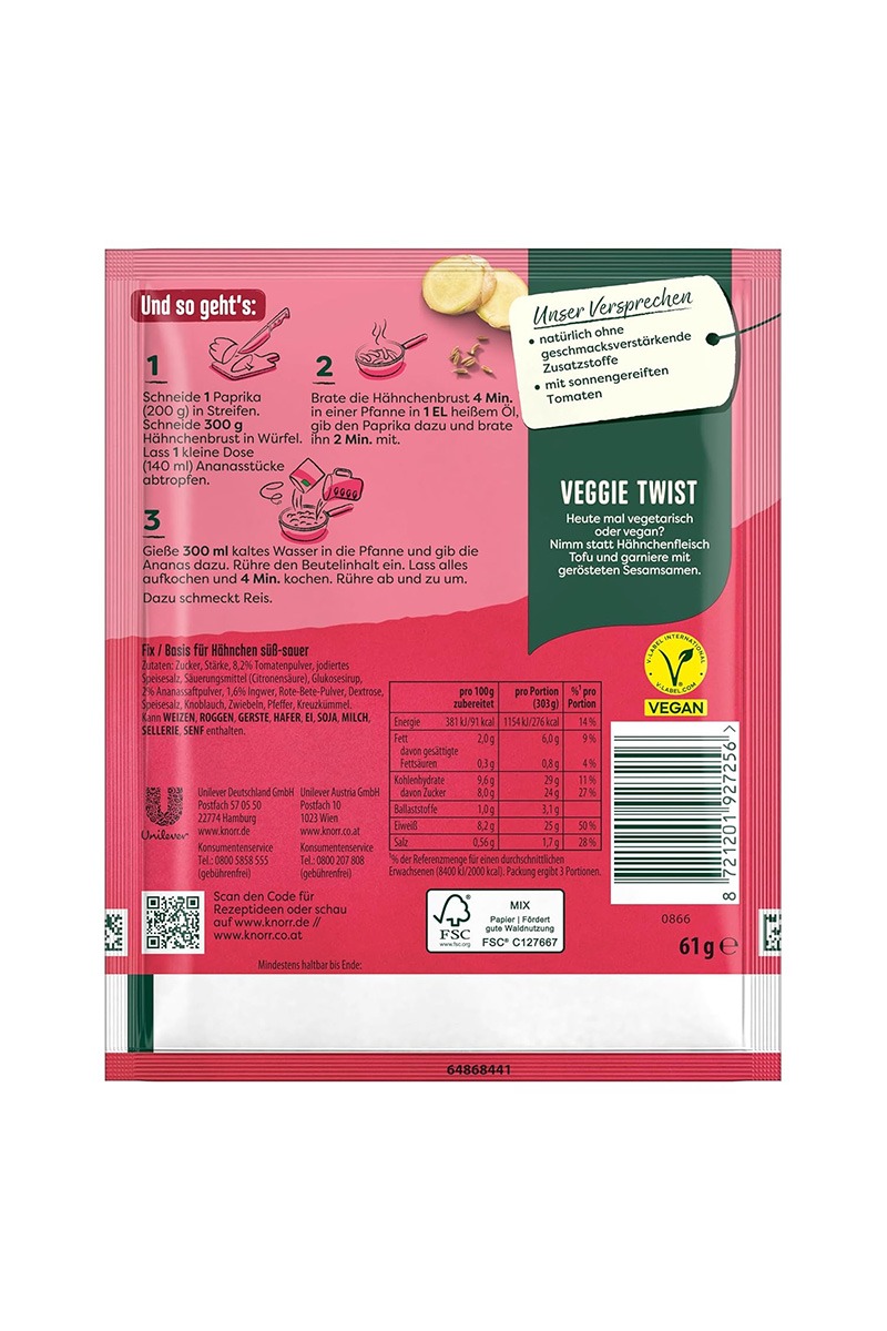 Knorr Fix Condimente pentru pui dulce-acrisor in stil asiatic 61g - imagine 2