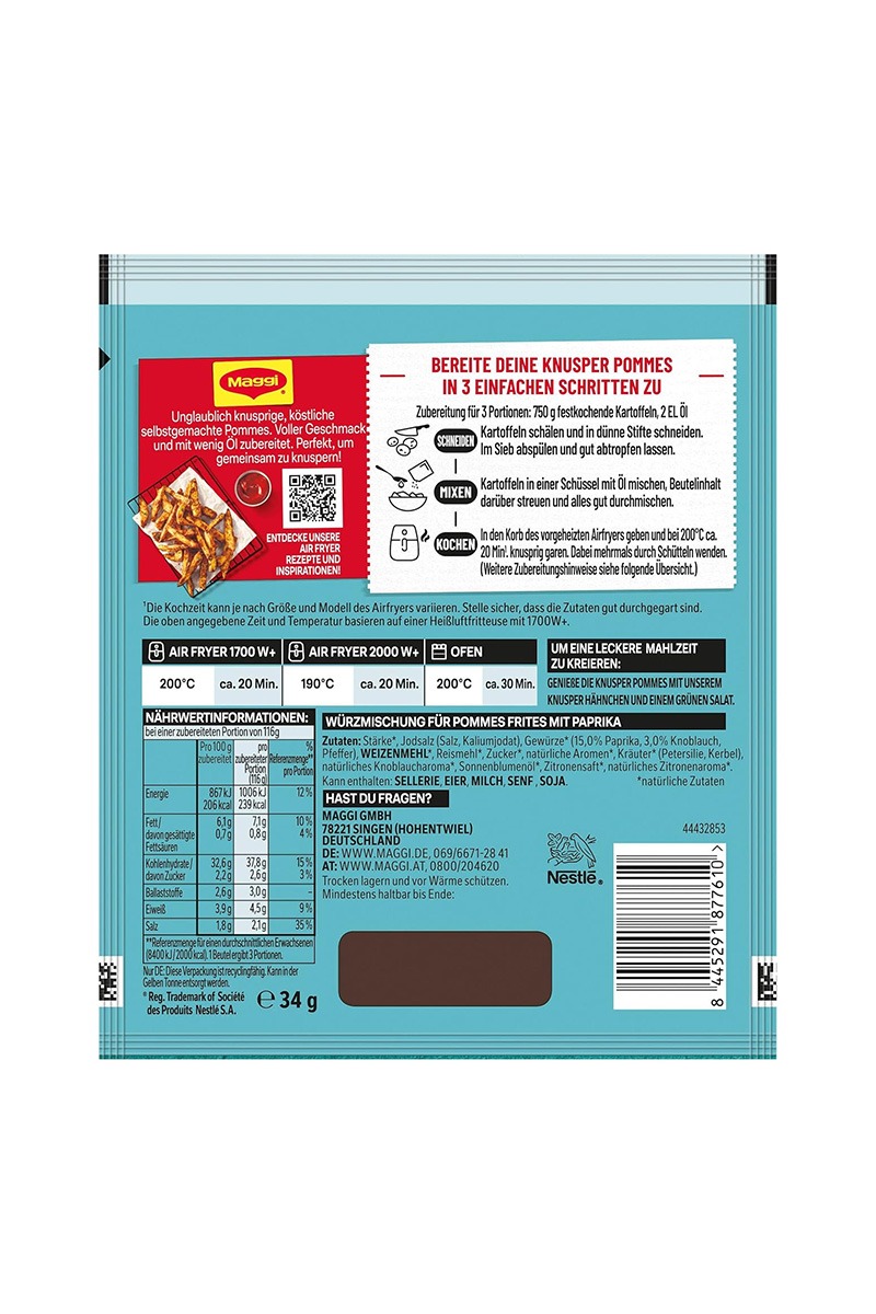 Maggi Fix AirFryer pentru cartofi prajiti picanti si crocanti 34g - imagine 6