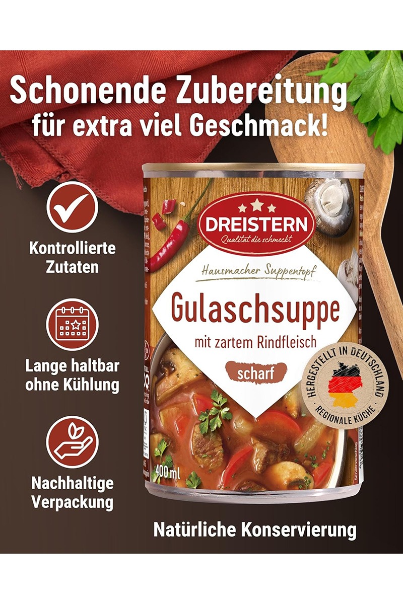Dreistern Supa Gulas Picanta cu Carne de Vita Frageda 400 ml - imagine 2