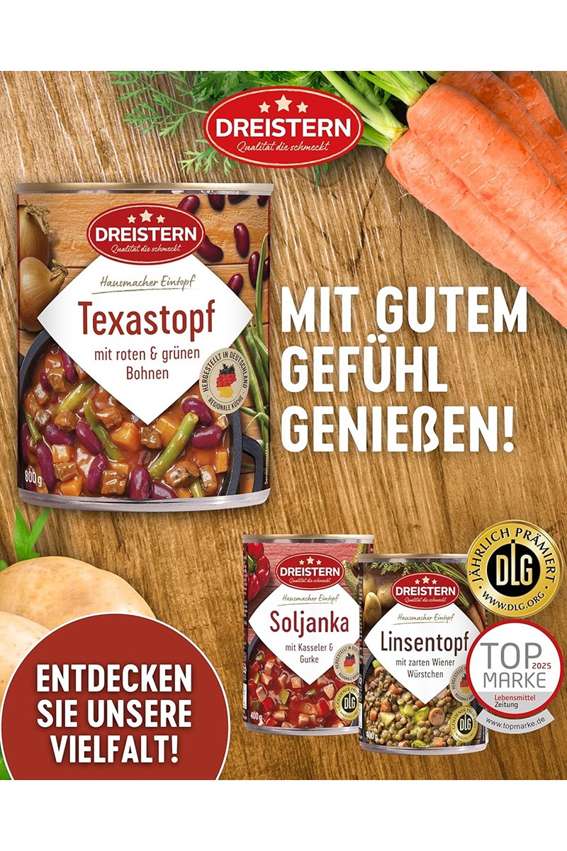 Tocanita Dreistern in stil Texas cu fasole rosie si verde 800g - imagine 2
