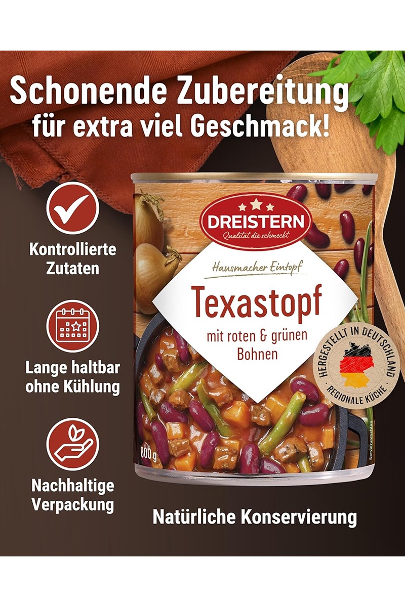Tocanita Dreistern in stil Texas cu fasole rosie si verde 800g - imagine 4