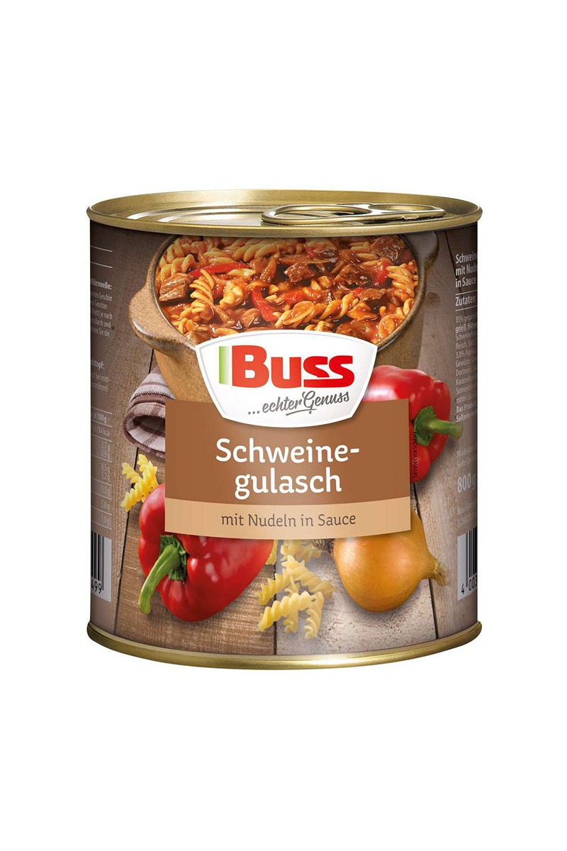 Buss Gulas de porc cu paste in sos 800g
