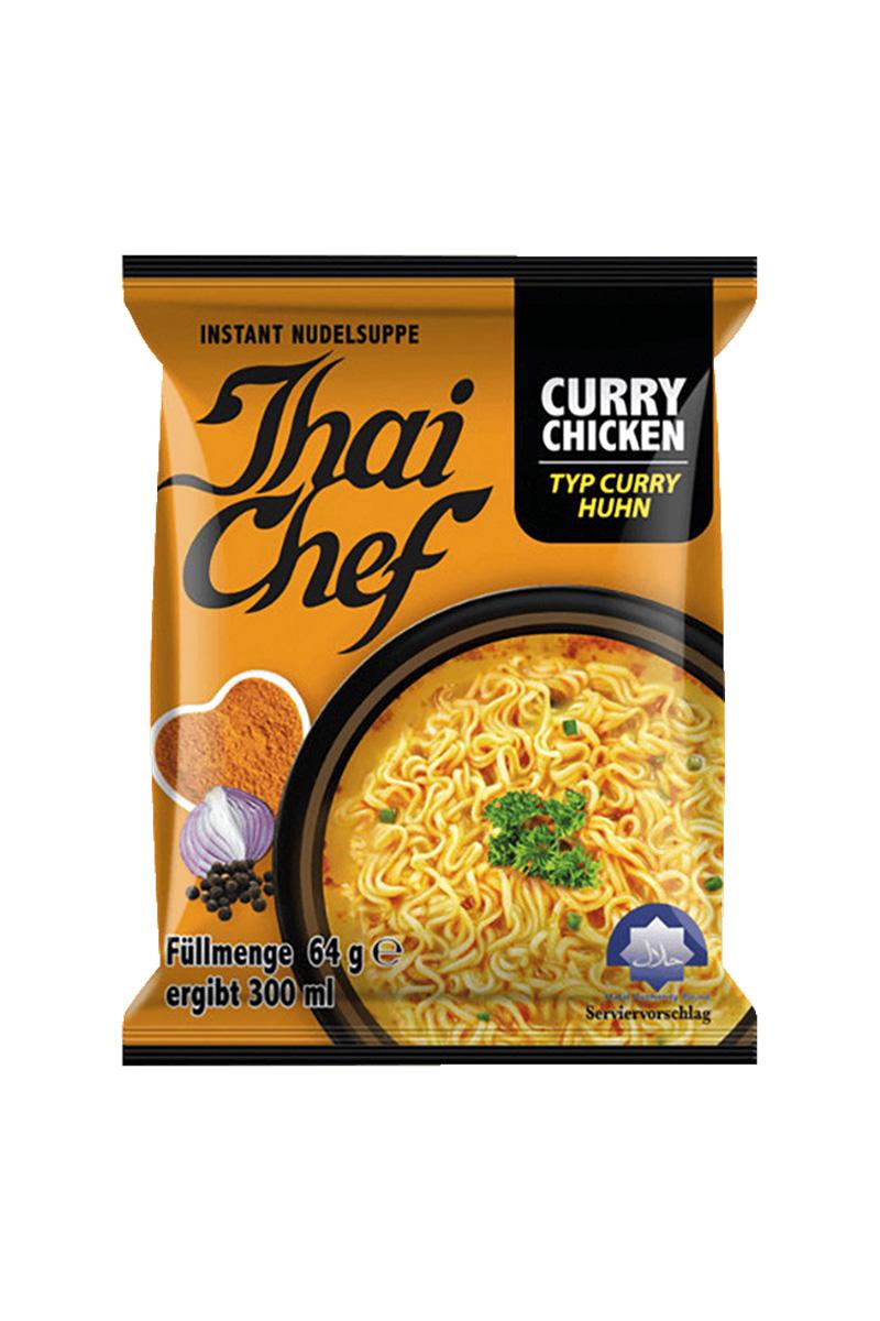 Thai Chef Instant Noodles Supa instant cu aroma de pui cu curry, 64g
